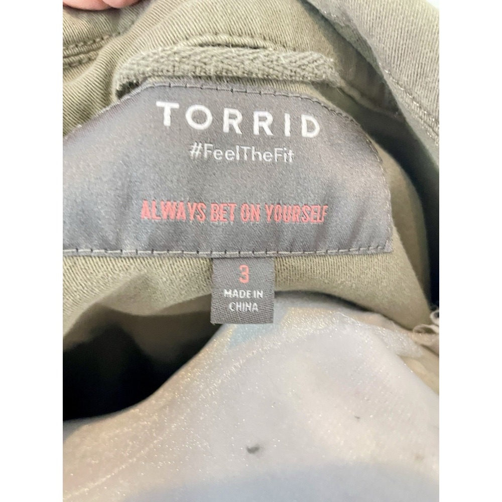 Torrid Womens Olive Green Cotton Twill Military Field Jacket Plus Size 1 1X - Picture 4 of 6